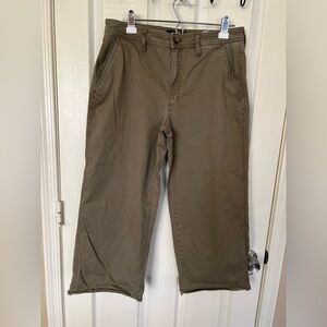 Banana Republic Women's Wide-Leg High-Rise in Khaki Brown Cotton Blend